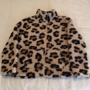 Place Leopard Print Kids Fuzzy Fleece  Jacket